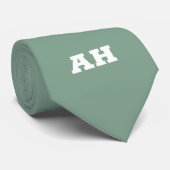 Groene initiële bruidsjonkers monogram monogrammen stropdas (Opgerold)