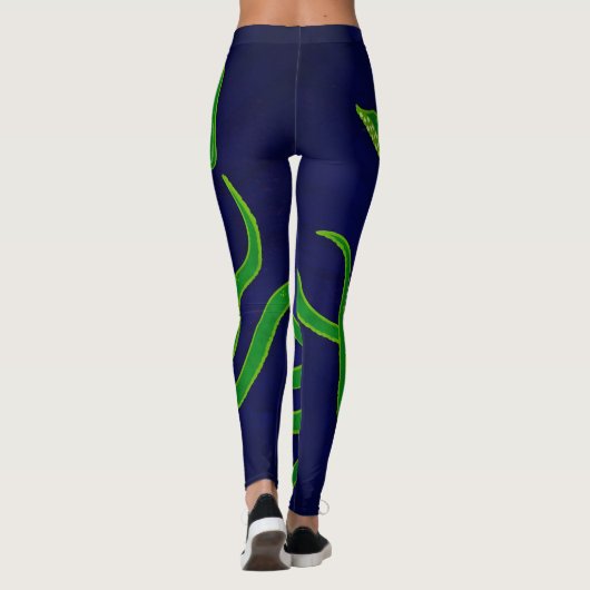 Groene inktvis in de blauwe oceaan leggings (Achterkant)