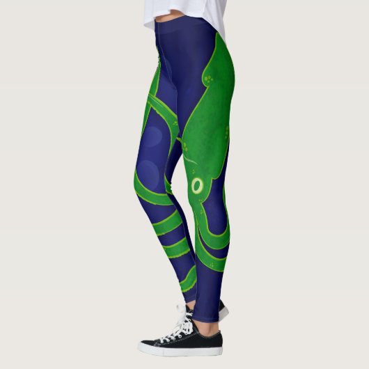 Groene inktvis in de blauwe oceaan leggings (Links)