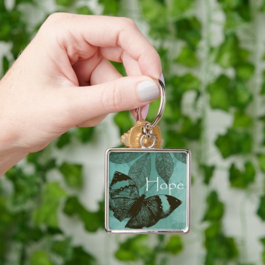 Groene Inspirerende Hoop Vlinder Sleutelhanger (Hand)