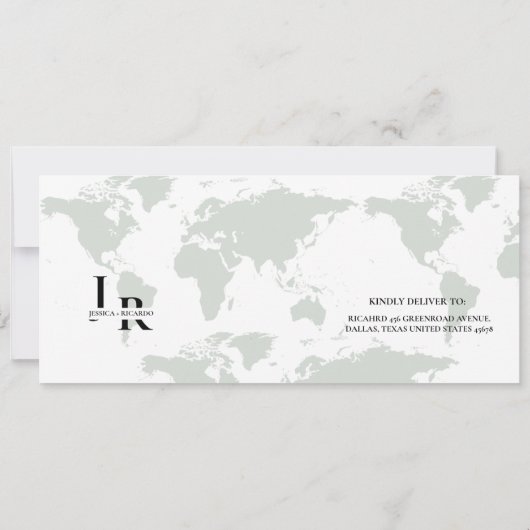 Groene instapkaart bruiloft RSVP-behuizing kaart (Achterkant)