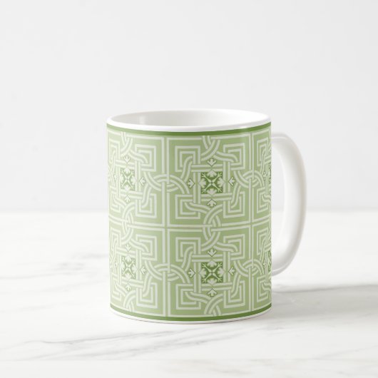 Groene Interlaced Blocks Coffee Mok (Voorkant rechts)