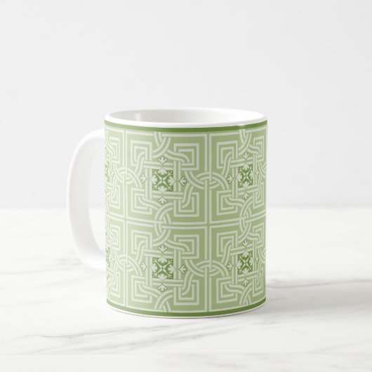 Groene Interlaced Blocks Coffee Mok (Voorkant links)