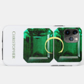 Groene iPhone case facette Gemstone Emerald (Achterkant (horizontaal))