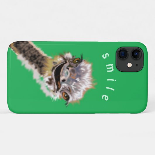 Groene iPhone Case met Grappige struisvogel - Glim (Achterkant (horizontaal))