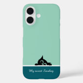 Groene iPhone Hoes met Moppekat Ontwerp (Achterkant)