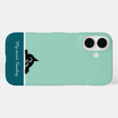 Groene iPhone Hoes met Moppekat Ontwerp (Achterkant (horizontaal))