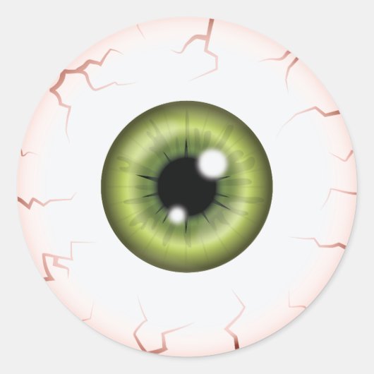 Groene Iris Oogbal Griezelig Bloeddoorlopen Hallow Ronde Sticker (Voorkant)