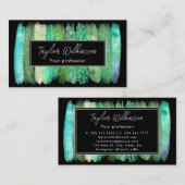 Groene iriserende penseelstreken visitekaartje (Voorkant / Achterkant)