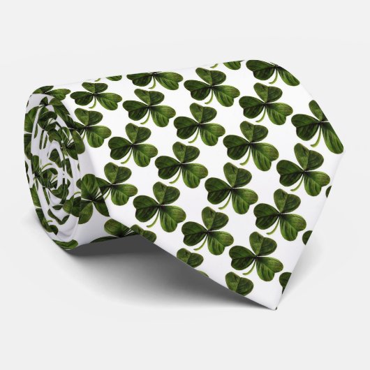 GROENE IRISH SHAMROCK STROPDAS (Opgerold)