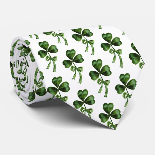 GROENE IRISH SHAMROCK STROPDAS (Opgerold)