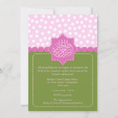 Groene Islam Aqiqah Baby polka dot-uitnodiging Kaart (Achterkant)