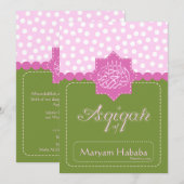 Groene Islam Aqiqah Baby polka dot-uitnodiging Kaart (Voorkant / Achterkant)