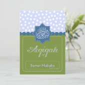 Groene Islam Aqiqah Baby polka dot-uitnodiging Kaart (Staand voorkant)