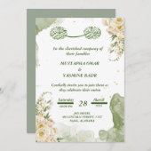 Groene Islamitische bruiloft uitnodiging (Voorkant / Achterkant)