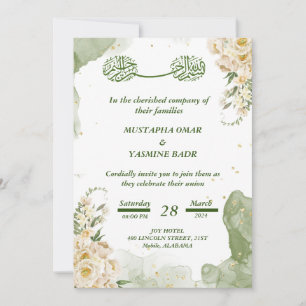 Groene Islamitische bruiloft uitnodiging