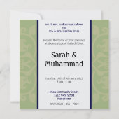 Groene, islamitische trouwuitnodiging katb kitab kaart (Achterkant)