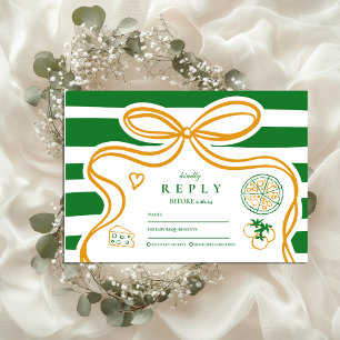 Groene Italiaanse Wedding Food Sketch RSVP Kaartje