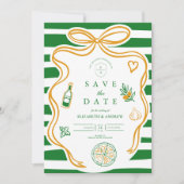Groene Italiaanse Wedding Food Sketch Save The Date (Voorkant)