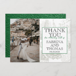 Groene Italië trouwfoto dank u Bedankkaart