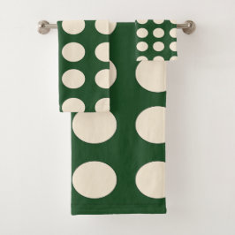 Groene ivoor kleur polka stippen bad handdoek