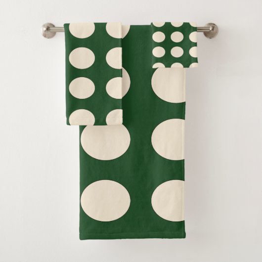 Groene ivoor kleur polka stippen bad handdoek (Insitu)