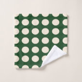 Groene ivoor kleur polka stippen bad handdoek (Wasdoekje)