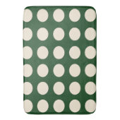 Groene ivoor kleur polka stippen badmat (Voorkant Verticaal)