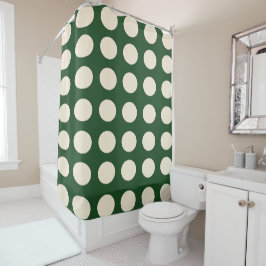 Groene ivoor kleur polka stippen douchegordijn