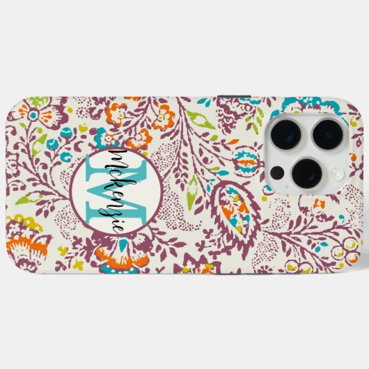 Groene Ivoor Plum Damask Personaliseer iPhone Case-Mate iPhone Case (Achterkant (horizontaal))