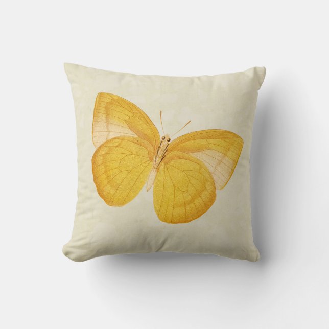  groene ivoor waterverf gele vlinder kussen (Voorkant)
