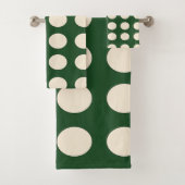 Groene Ivoorkleur Polka Dot Bad Handdoek (Insitu)