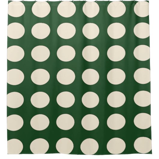 Groene Ivoorkleur Polka Dot Douchegordijn (Voorkant)