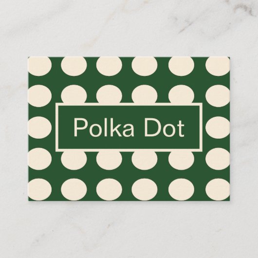 Groene Ivoorkleur Polka Dot Visitekaartje (Voorkant)