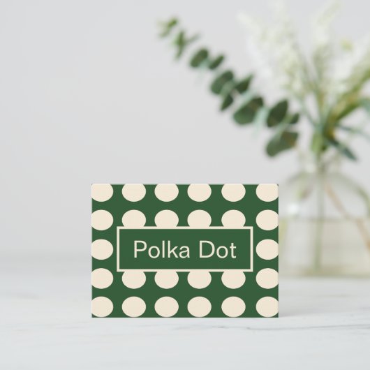 Groene Ivoorkleur Polka Dot Visitekaartje (Staand voorkant)