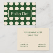 Groene Ivoorkleur Polka Dot Visitekaartje (Voorkant / Achterkant)