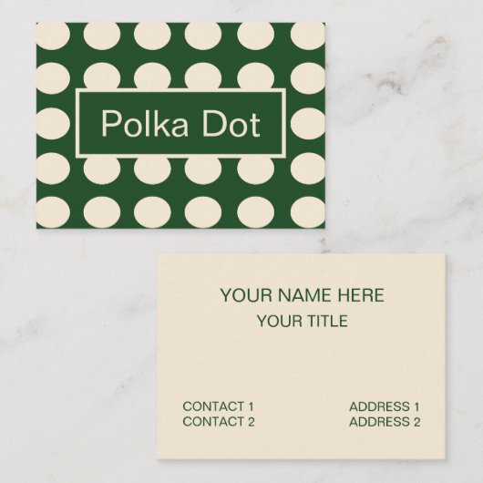 Groene Ivoorkleur Polka Dot Visitekaartje (Voorkant / Achterkant)