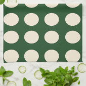 Groene Ivoorkleurige Stippenprint Theedoek (Gevouwen)