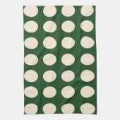 Groene Ivoorkleurige Stippenprint Theedoek (Verticaal)