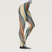 Groene Ivoren Onregelmatige Strepen Leggings (Rechts)