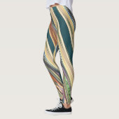 Groene Ivoren Onregelmatige Strepen Leggings (Links)