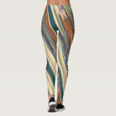 Groene Ivoren Onregelmatige Strepen Leggings (Achterkant)