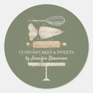Groene Ivory bakkerij chef op maat gemaakte bedrij Ronde Sticker