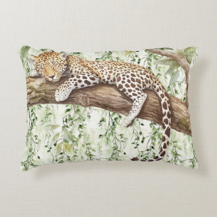 Groene Ivy Abstract Oerwoud luipaard in de boom Accent Kussen