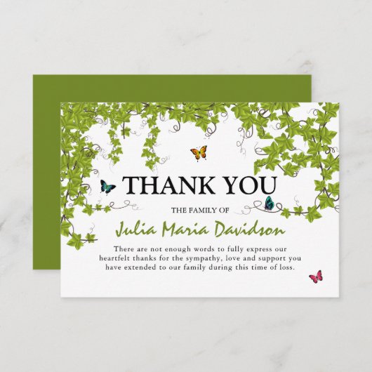 Groene Ivy & Butterflies Sympathie Hartelijk dank