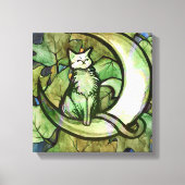 Groene Ivy Cat Moon Child Art Luna Cats Canvas Afdruk (Voorkant)