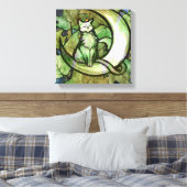 Groene Ivy Cat Moon Child Art Luna Cats Canvas Afdruk (Insitu (Slaapkamer))
