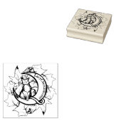 Groene Ivy Cat Moon Child Art Luna Cats Rubberstempel (Gestempeld)