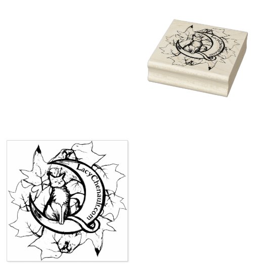 Groene Ivy Cat Moon Child Art Luna Cats Rubberstempel (Gestempeld)