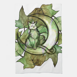 Groene Ivy Cat Moon Child Art Luna Cats Theedoek